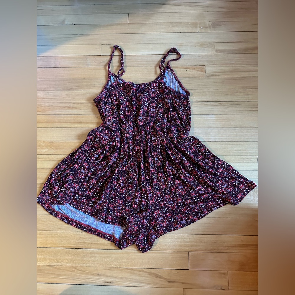 Red Patterned Romper - Picture 2 of 2